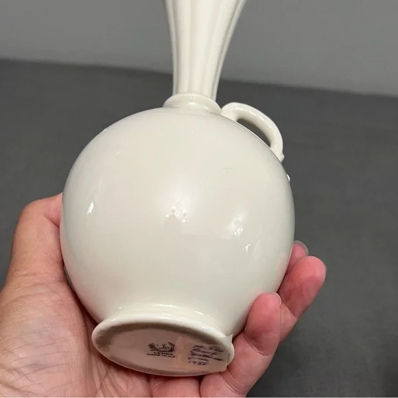 VTG Set Of 2 1940s Lenox Ivory Bulbous Porcelain Bulb Vases 4x7.75” - Picture 4 of 9